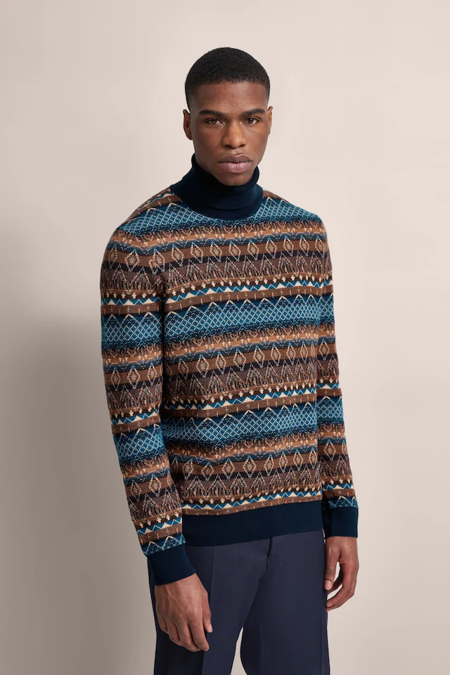bugatti Rollkragenpullover , mit Multicolor-Muster