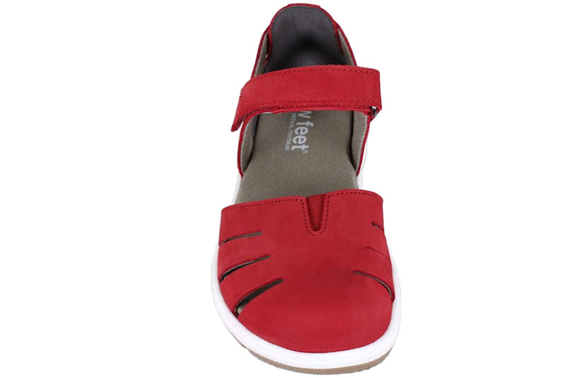 NEW FEET SANDAL I RØDT NUBUCK MED LUKKET TÅ