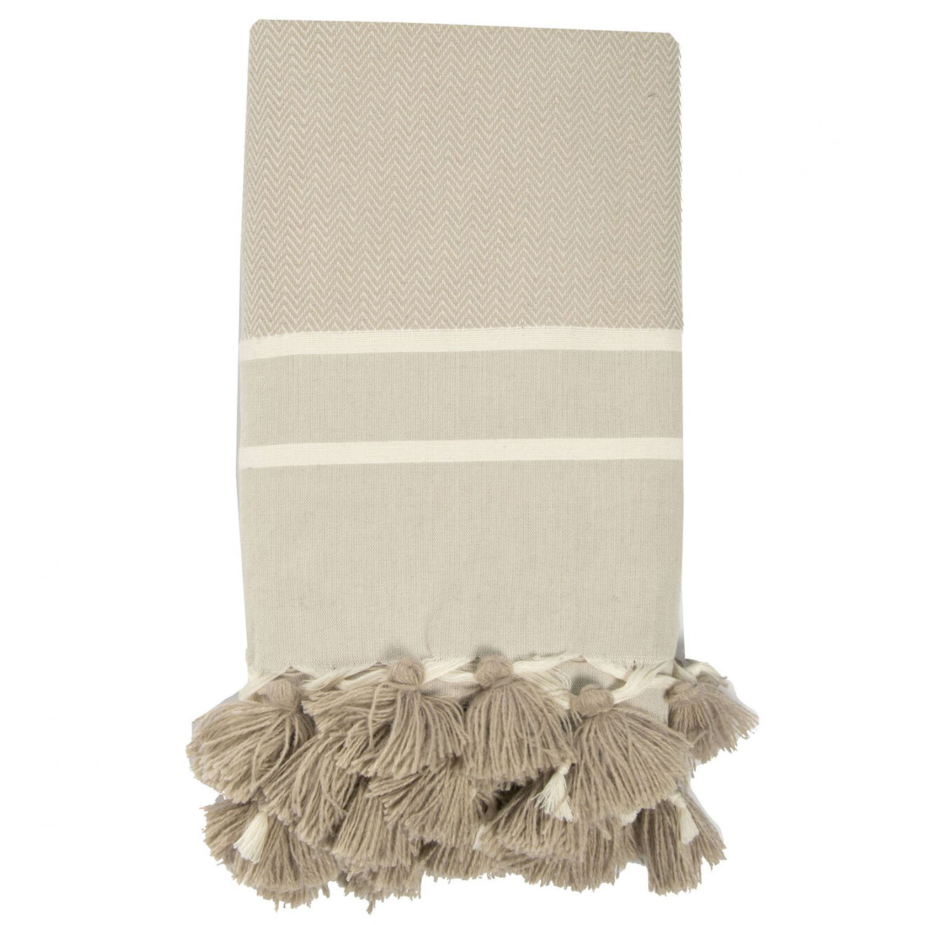 Febronie Home Plaid Stockholm Chevron Pompon Losange taupe clair