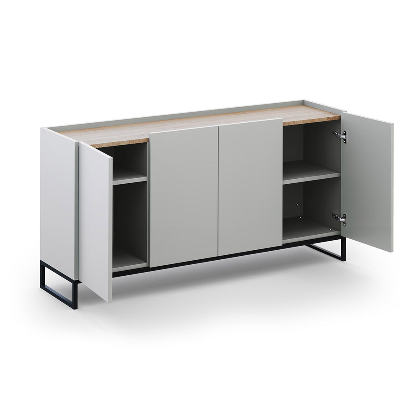 Windsor & Co Buffet Helene chêne naturel/gris clair - 160x40x80 cm