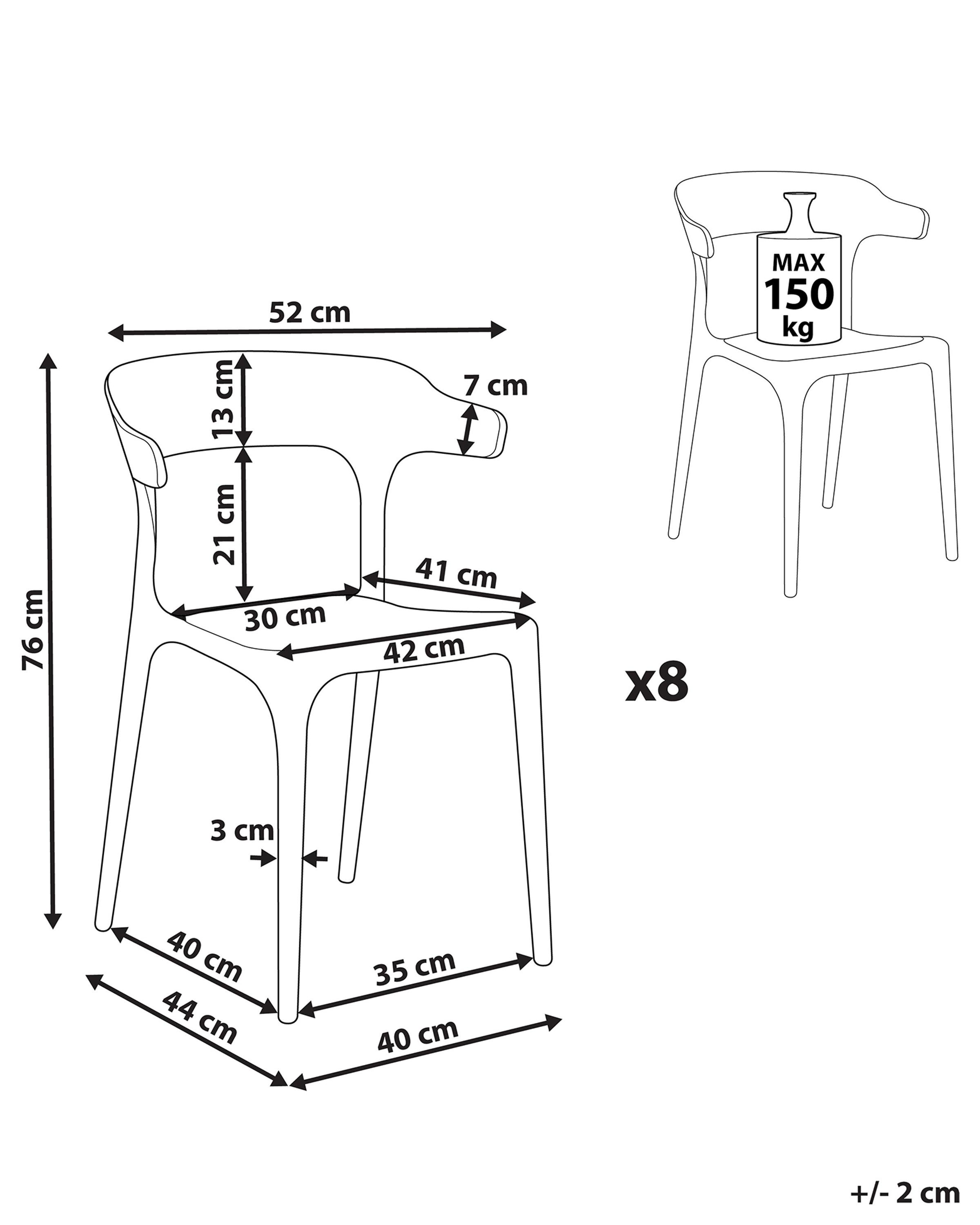 Set van 8 eetkamerstoelen GUBBIO Grijs