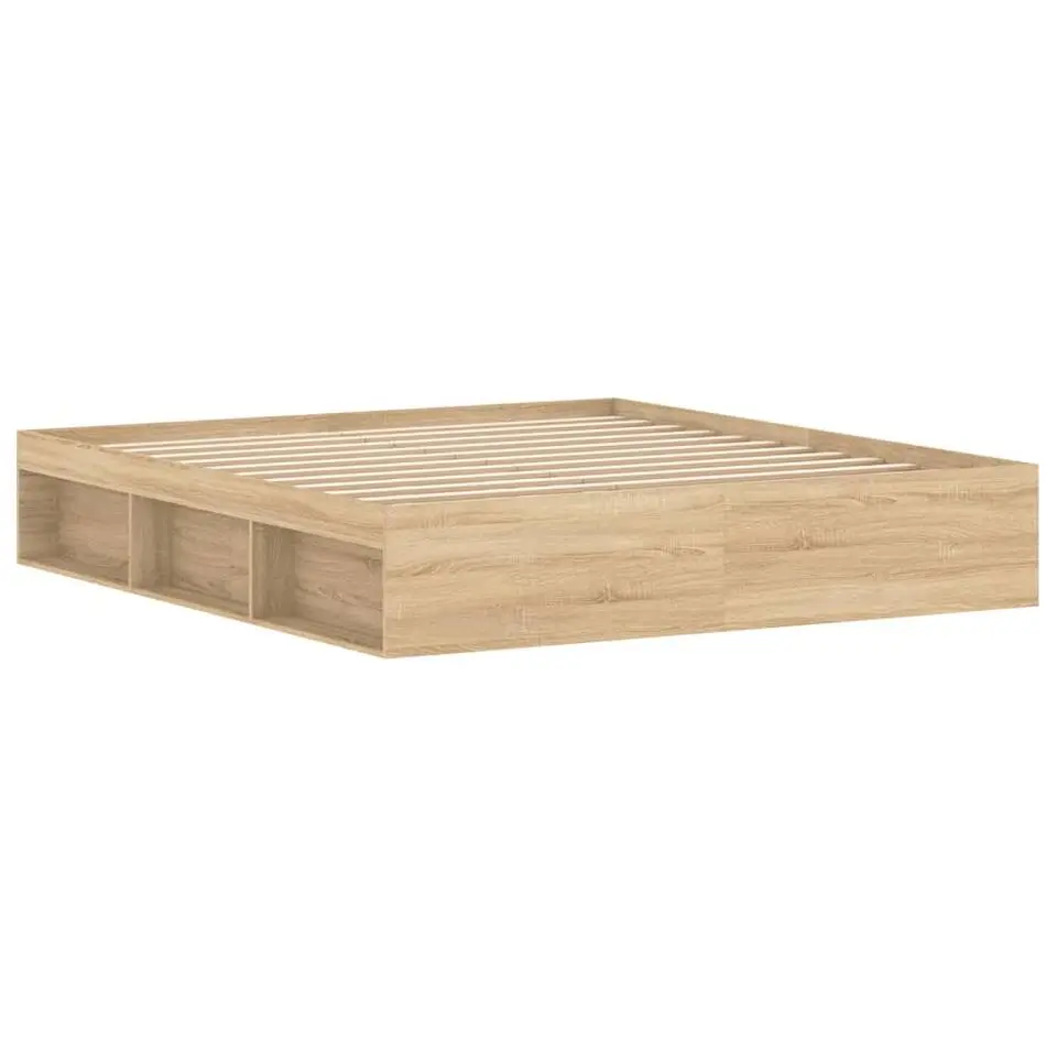 vidaXL - Tweepersoonsbed met opbergruimte - Sonoma eikenkleurig - 180x200 cm