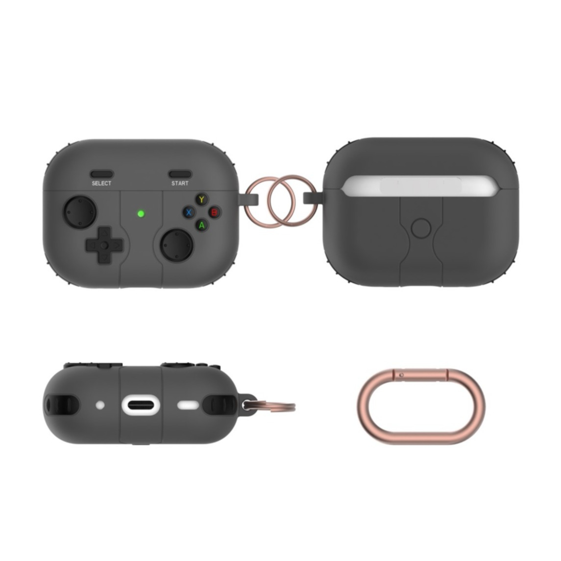 AirPods (3. Generation) Gummi Schutzhülle Retro Spielekonsole Abdeckung mit Karabinerhaken - Rot