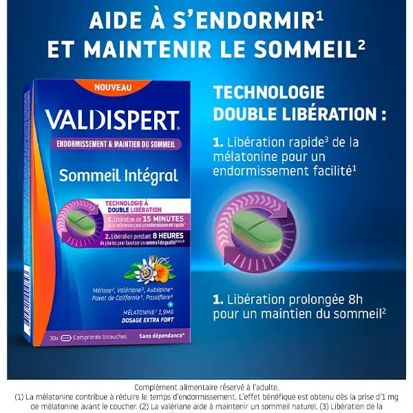 Valdispert Sommeil Intégral Complément Alimentaire Mélatonine 1.9mg Lot 2x30 Comprimés