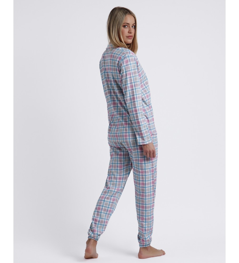 Pijama Admas de manga comprida aberto, rosa, para melhores amigas.