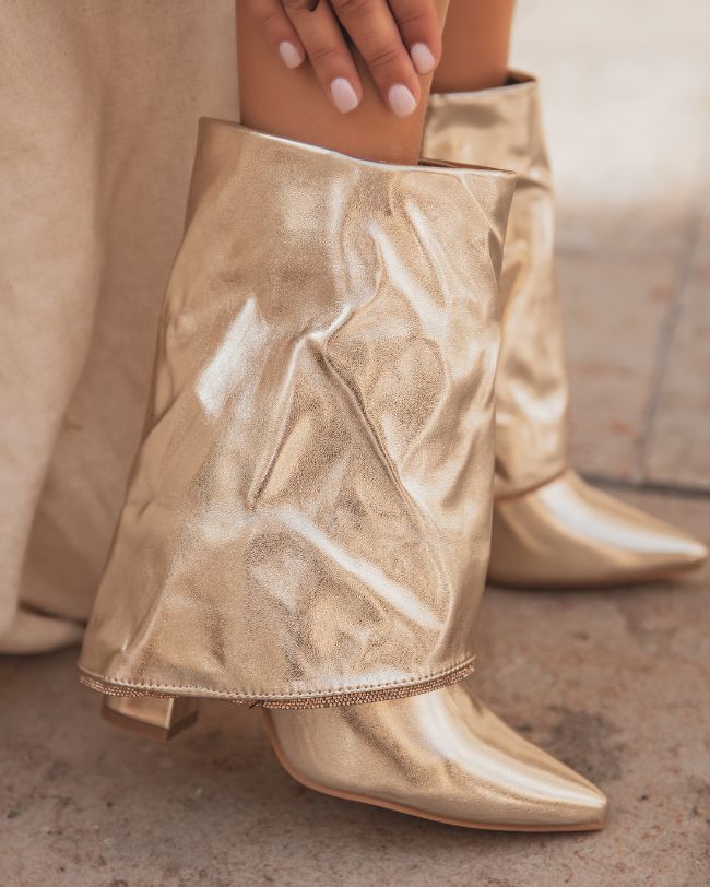 Bottines femme dorées talon - Aelis