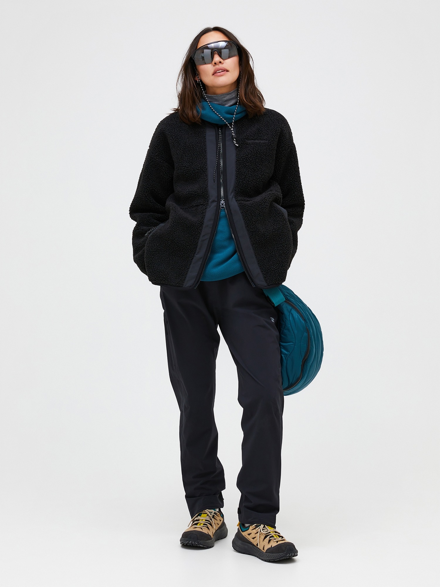 Heavy Pile Oversized Cardigan Dame Black/Black