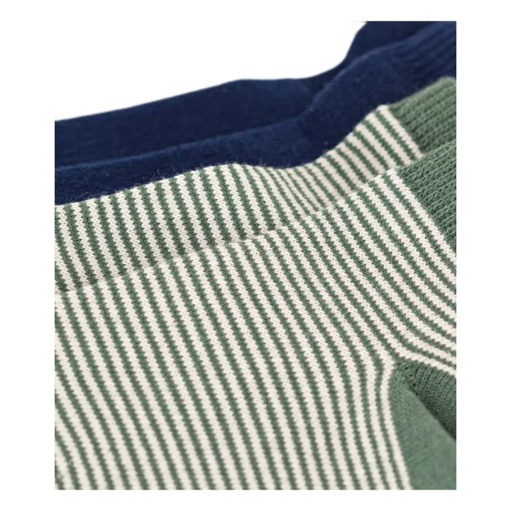 Petit Bateau Lot 2 Chaussettes Rayées | Vert kaki