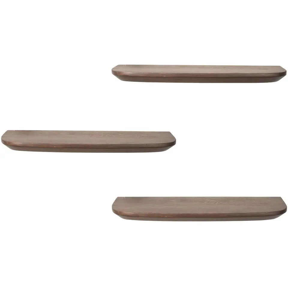 Wandplank Bruin Hout - Set van 3 - 60x20x15cm - Gusta