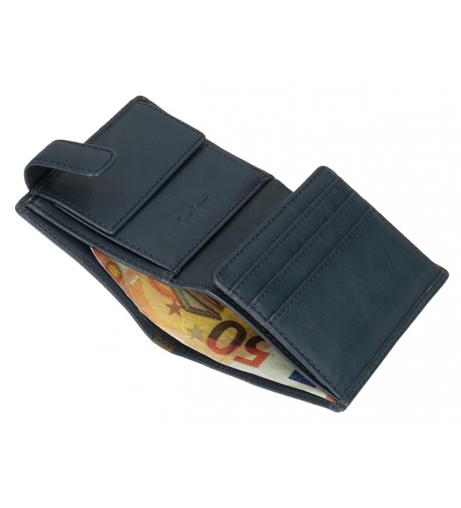 Carteira Pepe Jeans Marshal em couro com fecho de encaixe, azul marinho