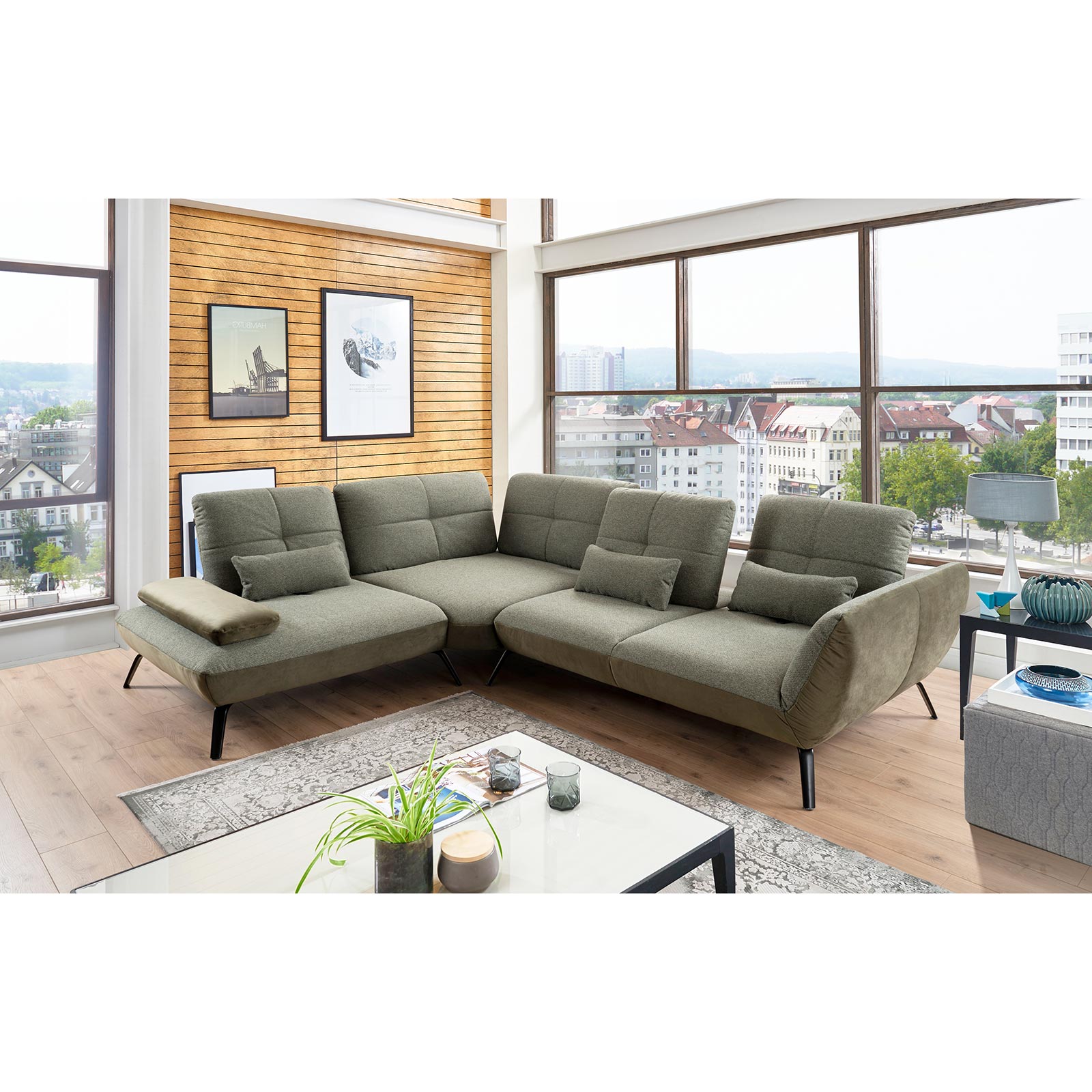 Ecksofa - olive - Basismodell