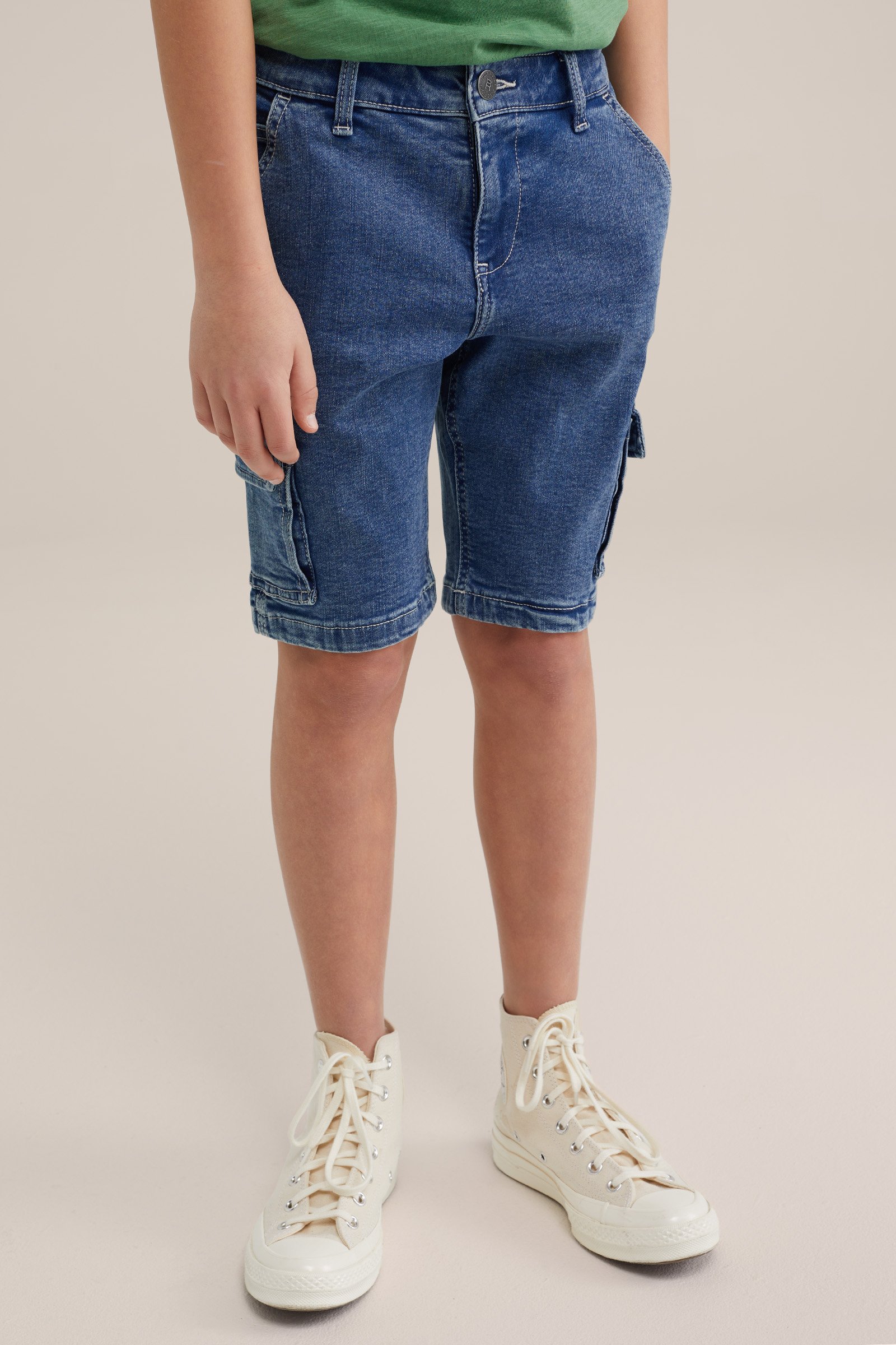 Jongens denim short met cargozakken Blue Ridge Blauw