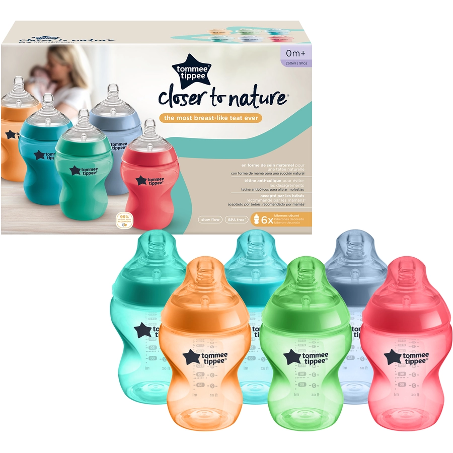 Tommee Tippee Babyflaschen-Set Closer to Nature 6 x 260 ml bunt