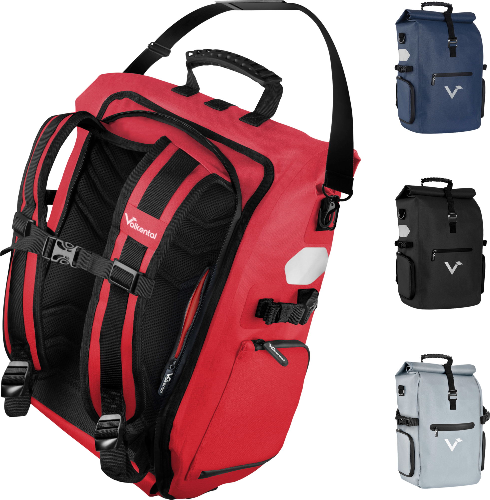 Valkental ValkPro 3-in-1 Fahrradtasche 26 Liter rot