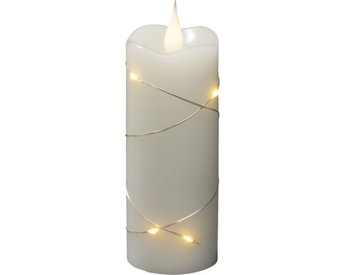 LED-kaars van echte was Konstsmide Ø 5 cm H 12,7 cm lichtkleur amber op batterijen crème
