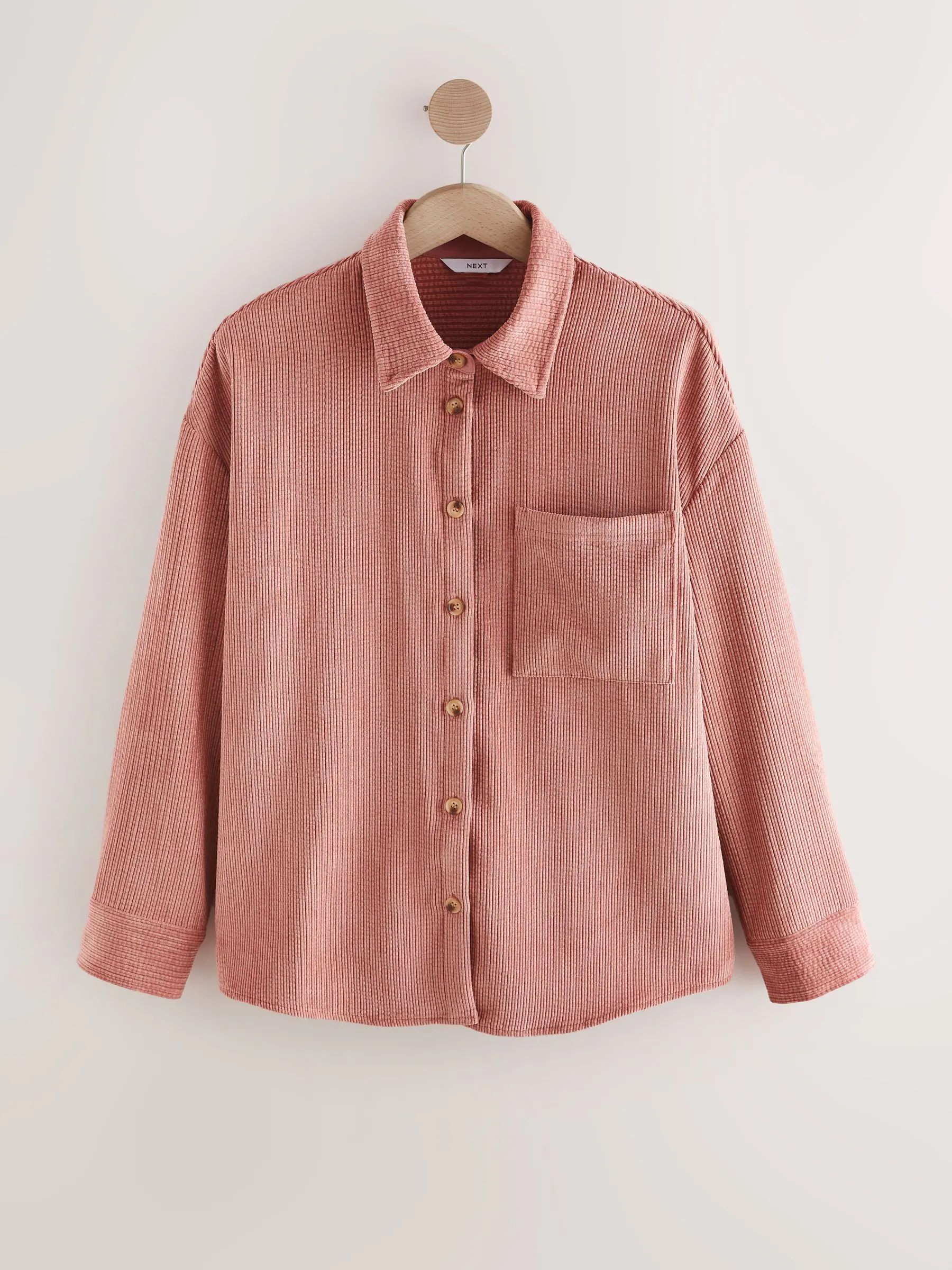 Roze - Corduroy shacket met lange mouwen
