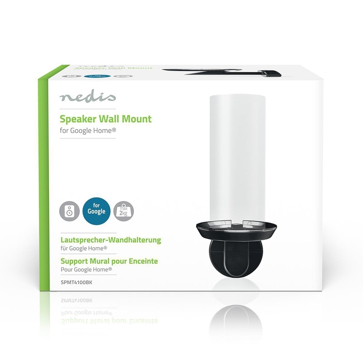 Nedis Speaker Mount | Kompatibel med: Google Home® | Vegg | 2 kg | Fort | Metall / Stål | Sort