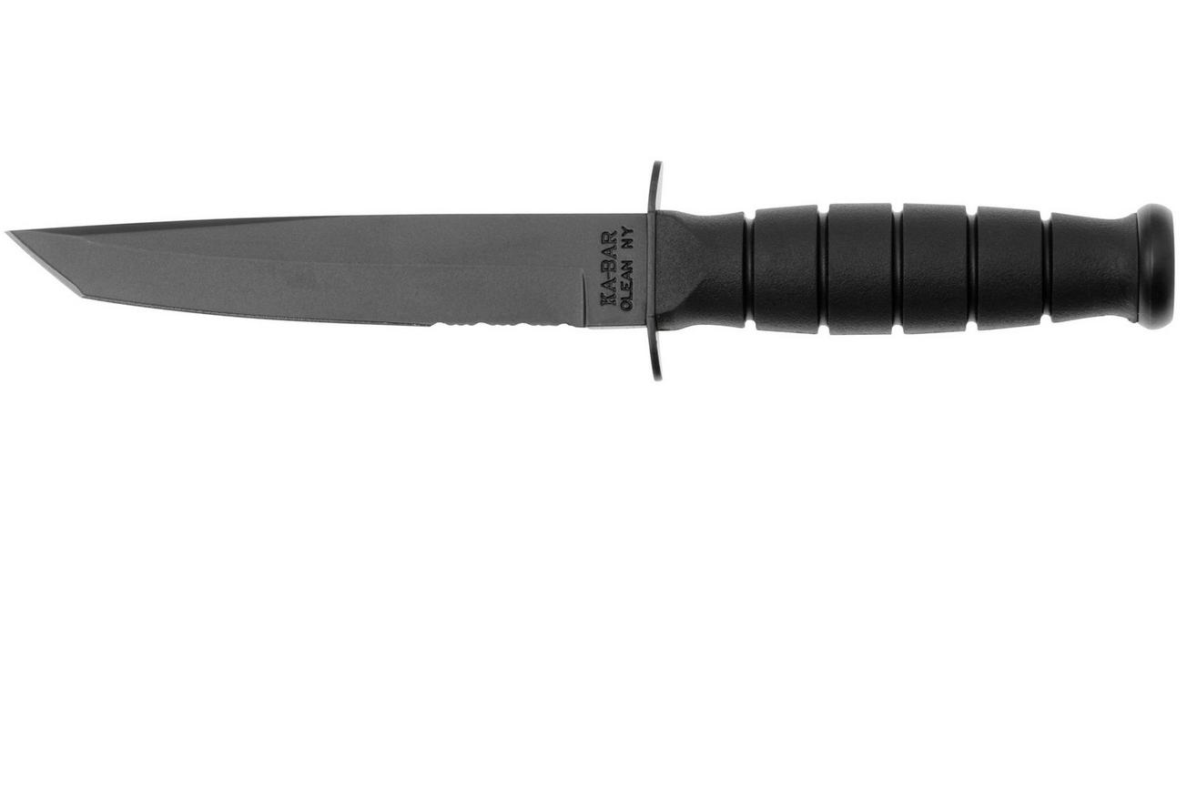 KA-BAR 5055 Short Tanto, Serrated Black, Kydex Sheath, vaststaand mes
