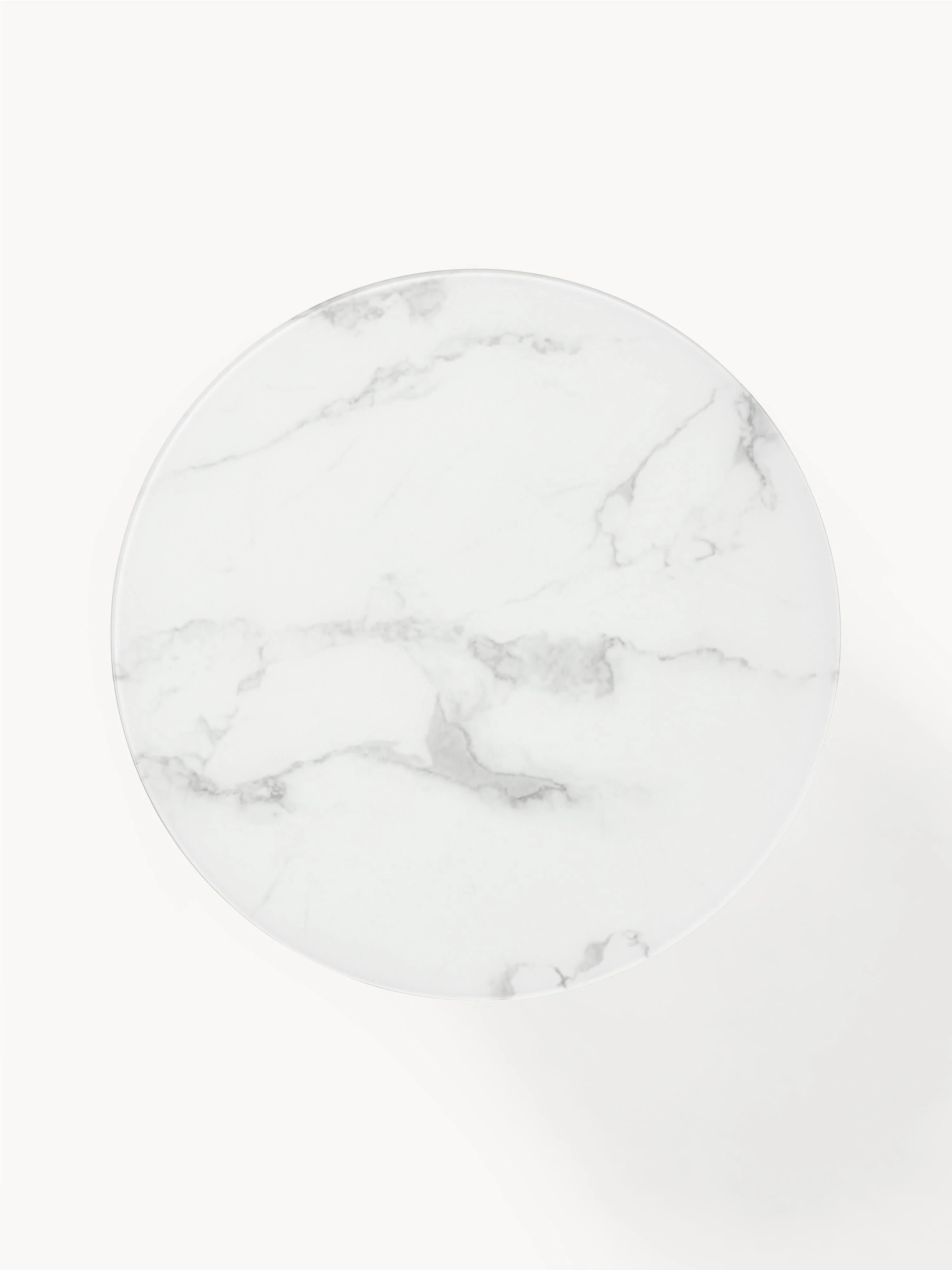 Ronde salontafel Antigua met glazen tafelblad in marmerlook