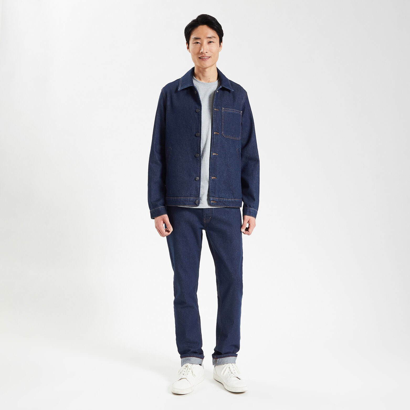 Jean straight authentique brut Bleu moyen
