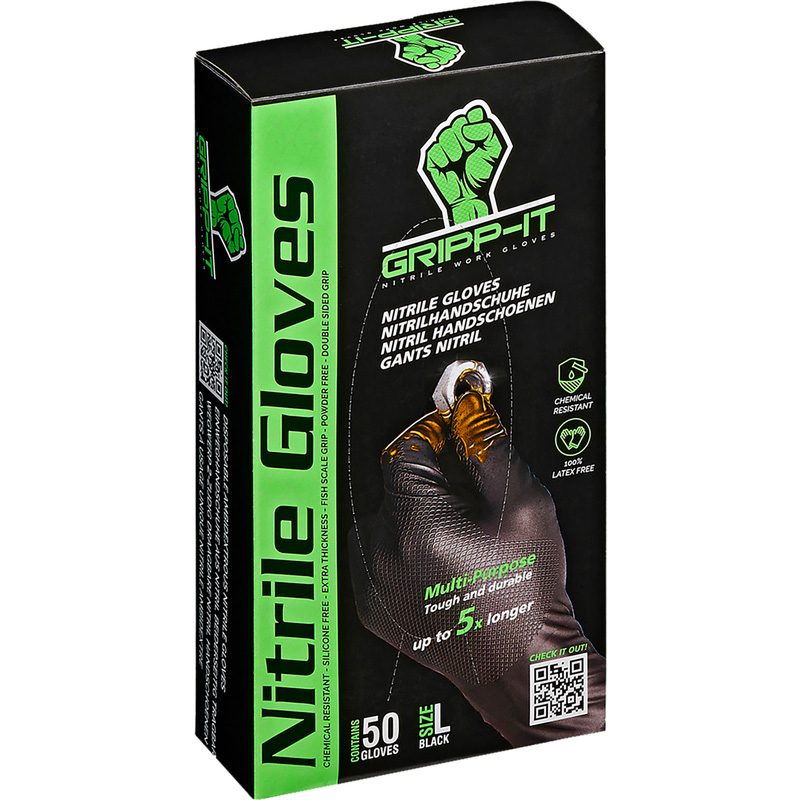 Gripp-It nitril handschoenen 50 paar L/zwart