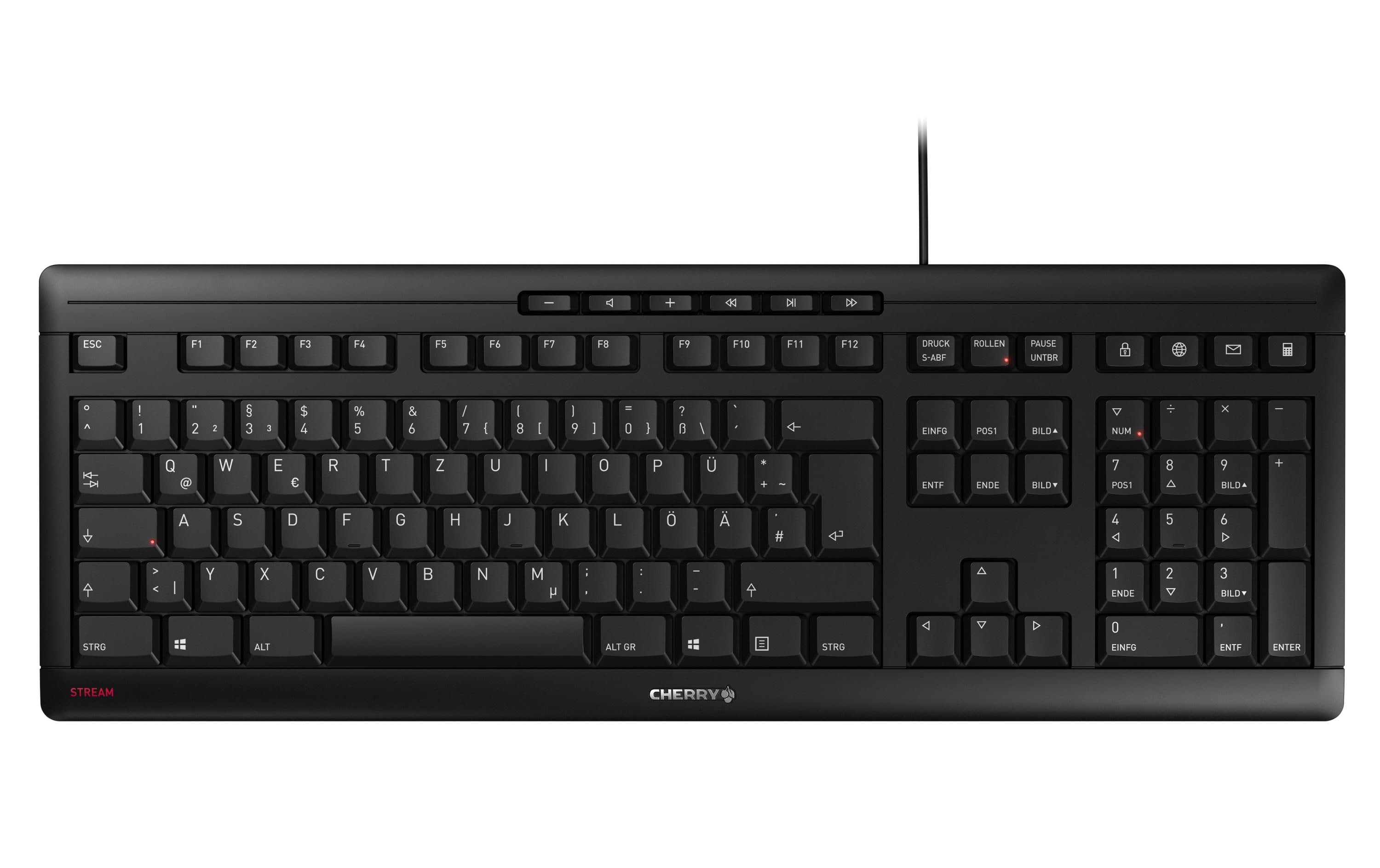 Tastatur Stream DE-Layout SchwarzSchlanke Tastatur mit flüsterleisem Tastenanschlag