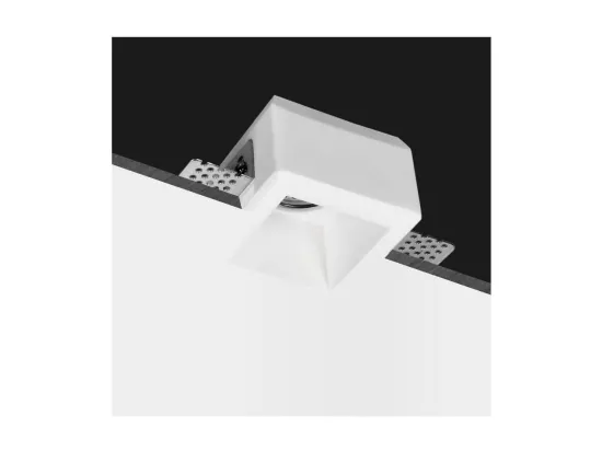 Collerette Downlight Intégration Plâtre/Pladur Carrée pour Ampoule LED GU10/GU5.3 Coupe 83x83 mm UGR17 Blanc