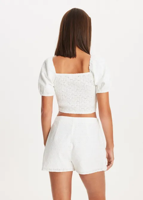 Top met broderie wit (WIT)