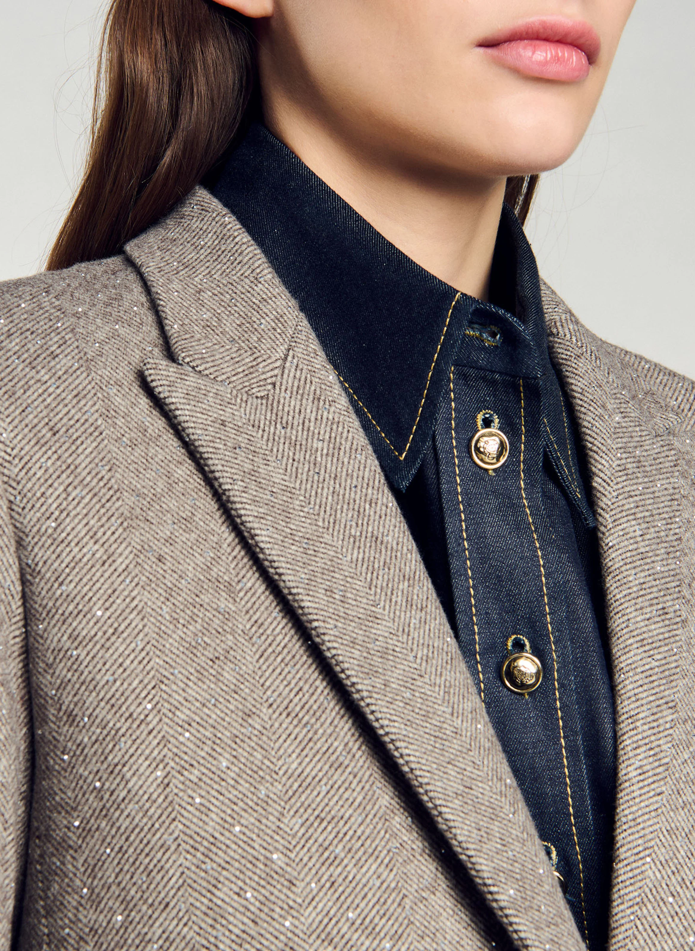 Veste de blazer droite| Beige