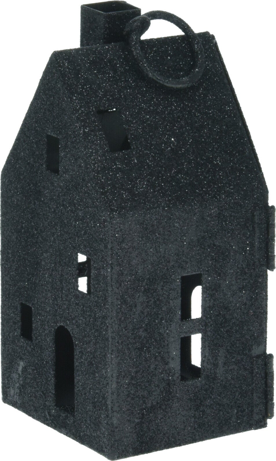 Waxinelichthouder huisje zwart 9 x 10,5 x 25 cm