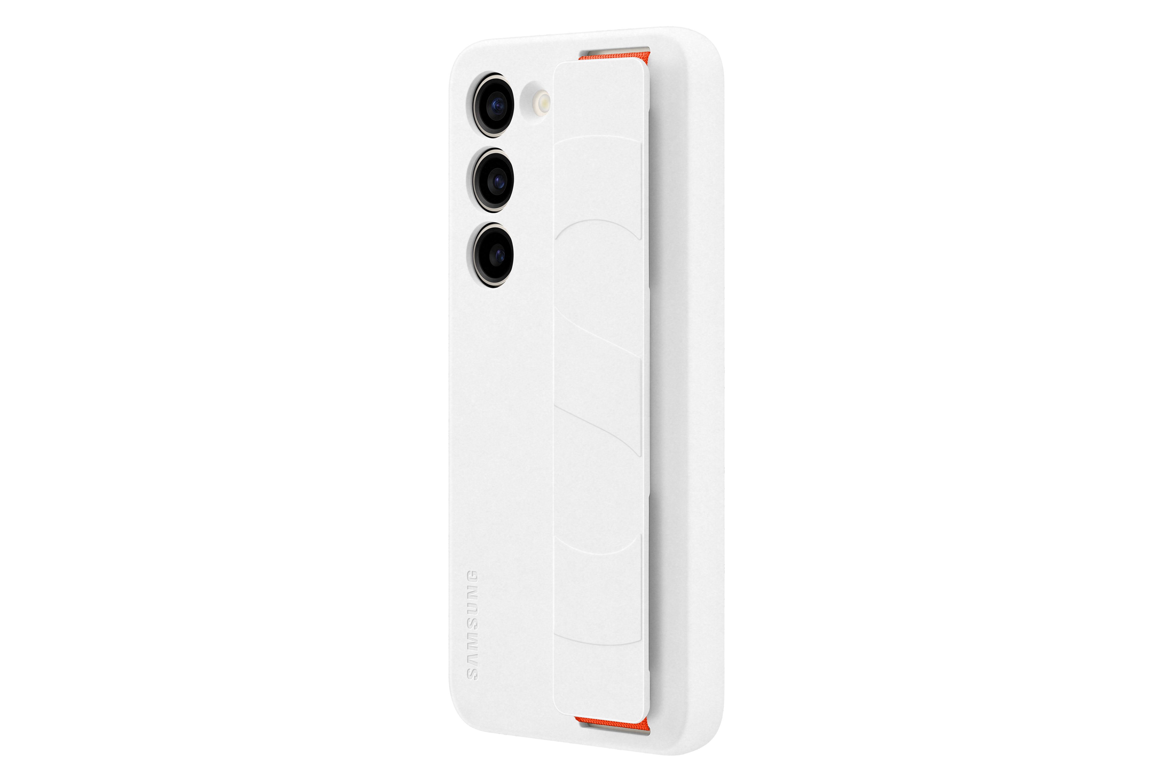 Galaxy S23 5G Silikon Grip Cover Hülle (EF-GS911TWEGWW) - Weiss / Orange