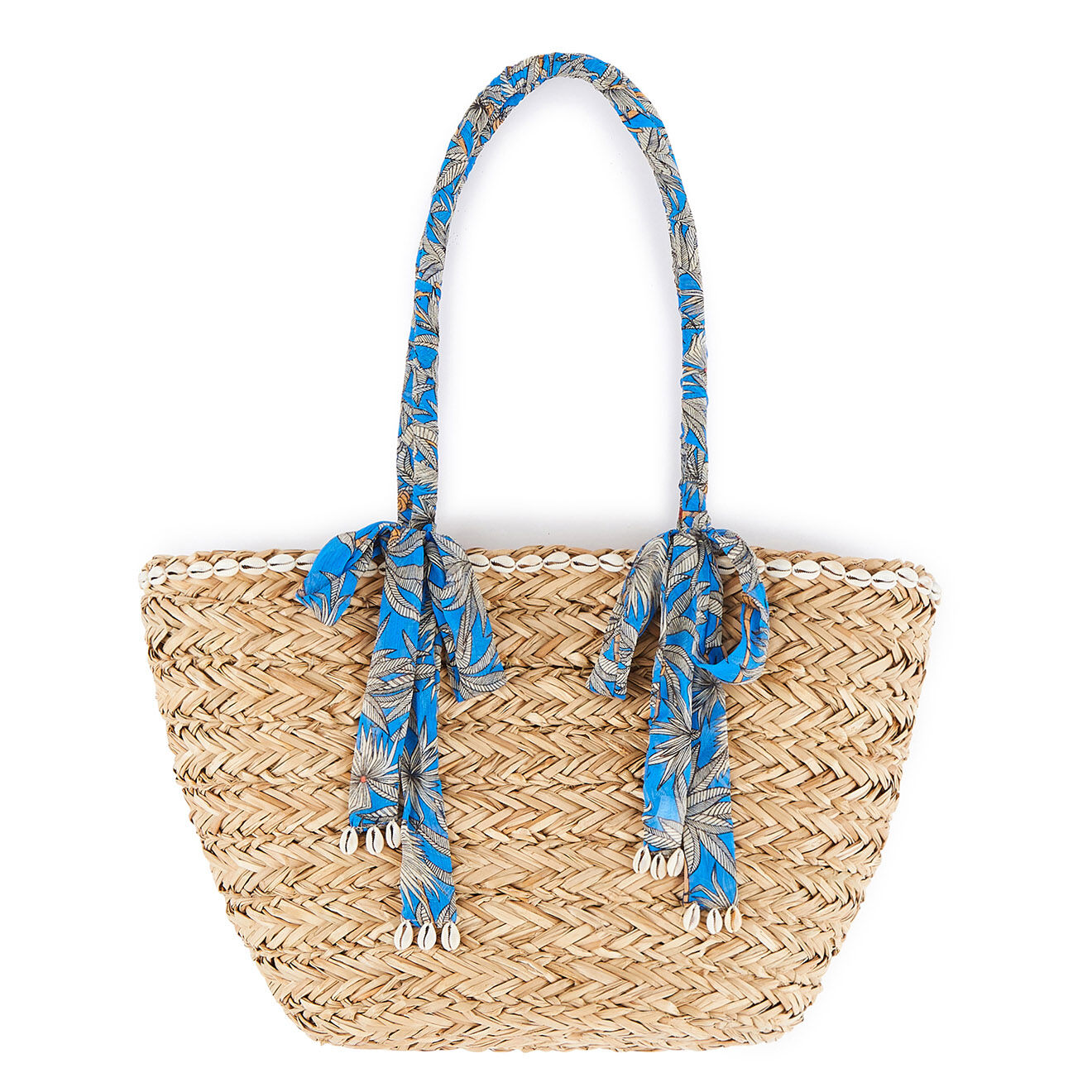 Wild Panier en paille Marylee bleu - 48x26x17 cm