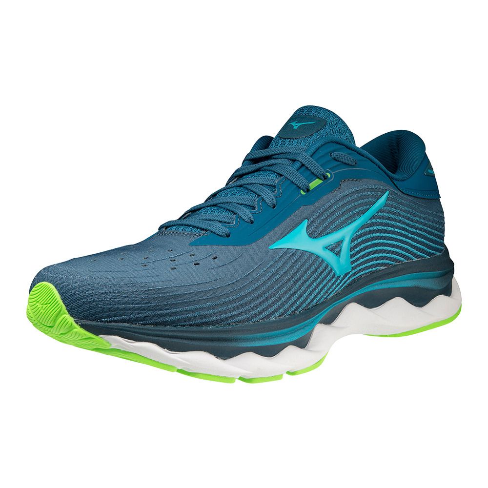 Mizuno WAVE SKY 5 - Chaussures running Homme moroccanb/peacockb/ggeck