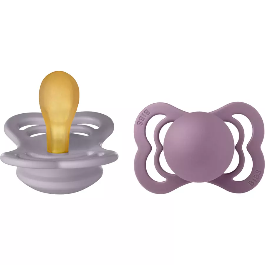 BIBS® Schnuller Supreme Fossil Grey & Mauve Latex 0-6 Monate, 2 Stk.