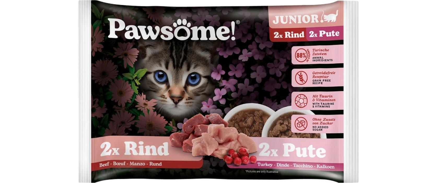 Cat Superfood Junior Rind & Pute 4 x 85 gAlleinfuttermittel für junge Kätzchen