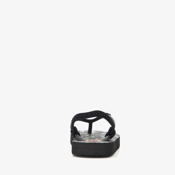 Zwarte kinder teenslipper met dino opdruk