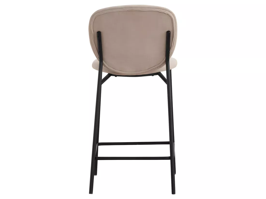 Dalby - Lot de 2 tabourets de bar en tissu et métal H65cm - Beige