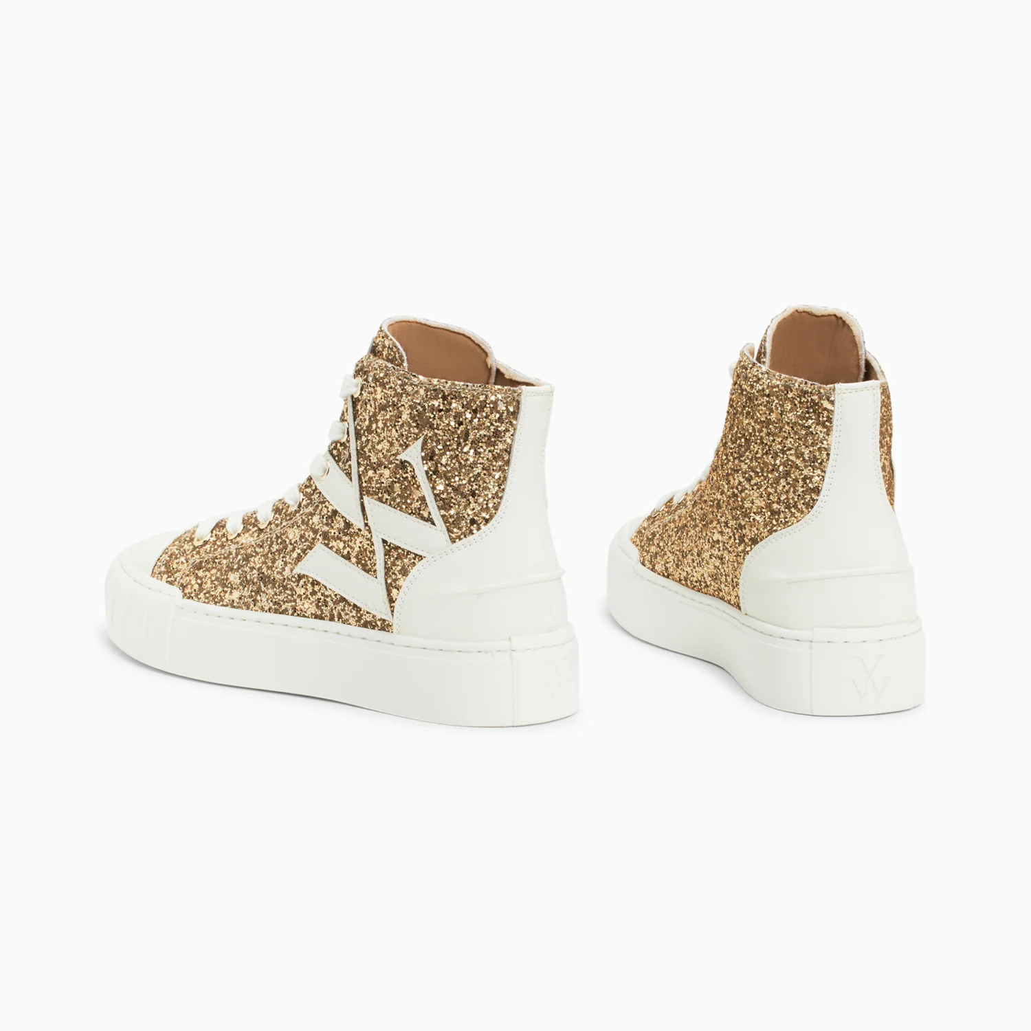 Sneakers-Baskets monogramme Alix montantes à paillettes or