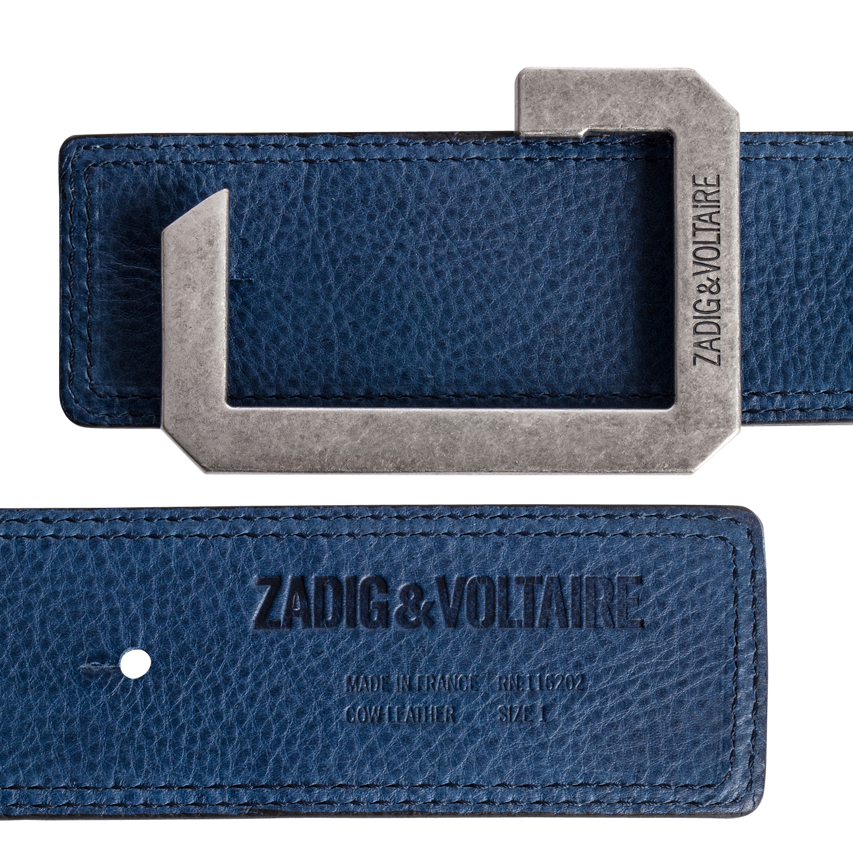 LA REVERSIBLE - Ceinture à boucle réversible en cuir | Bleu
