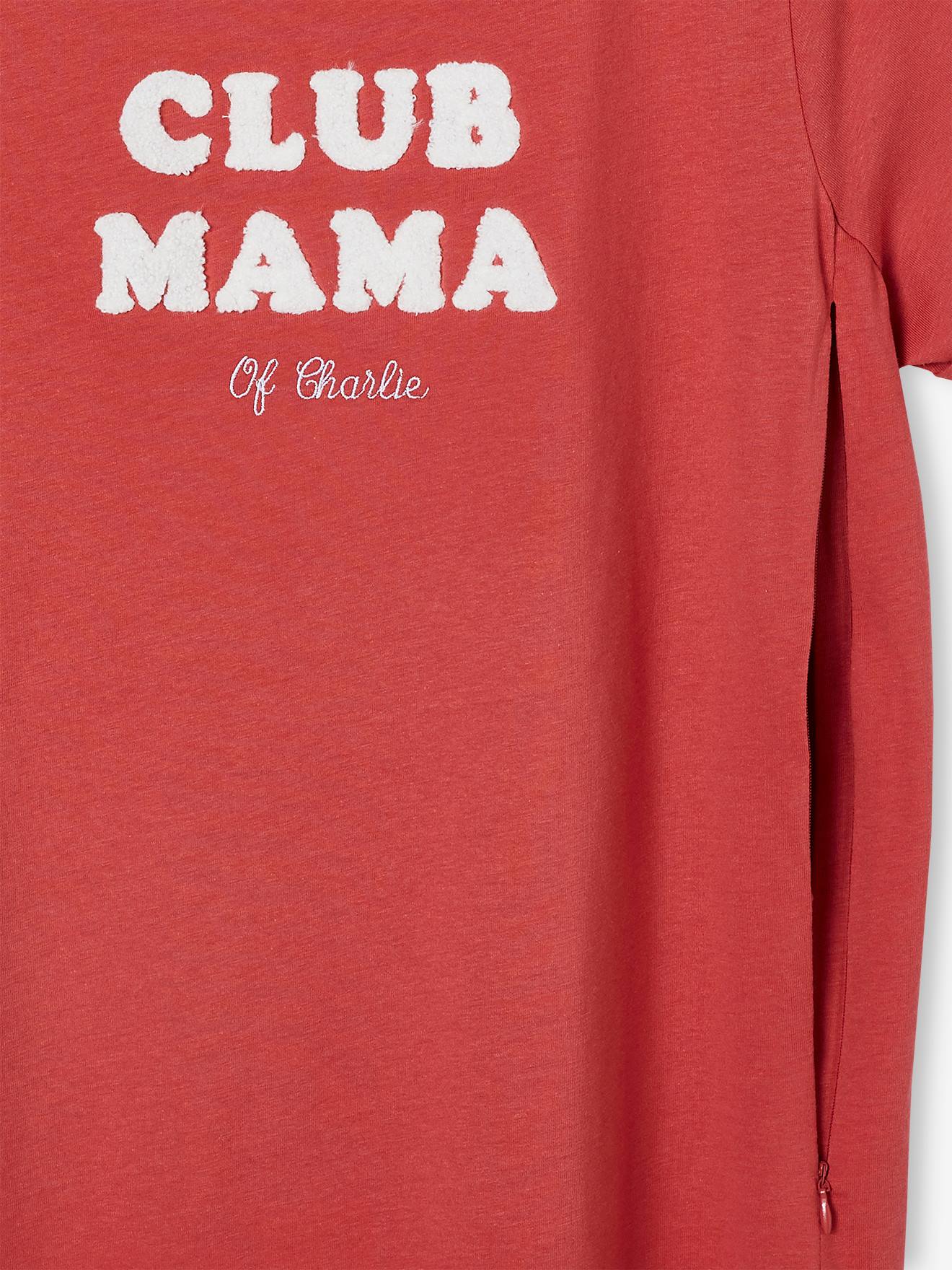 Camiseta com mensagem sobre gravidez e amamentação, personalizável, lisa, em algodão orgânico cinza escuro com estampas.