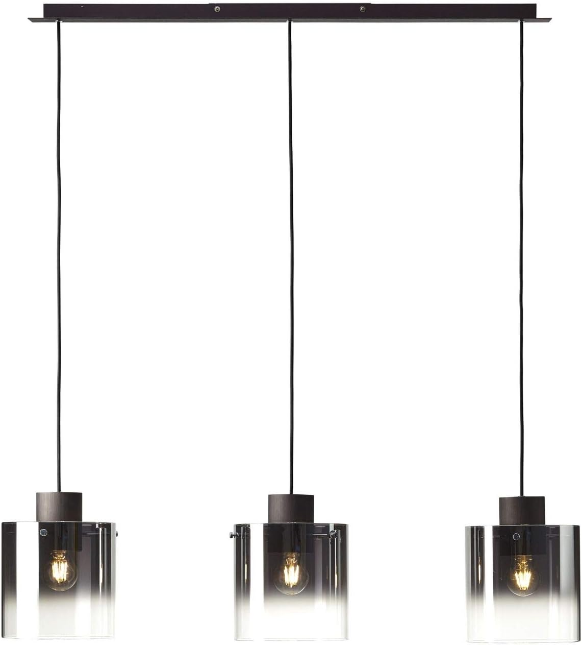 BRILLIANT Lampe Beth Pendelleuchte 3flg Kaffee/rauchglas | 3x A60, E27, 60W, g.f. Normallampen n. ent. | In der Höhe einstellbar/Kabel kürzbar | Für LED-Leuchtmittel geeignet