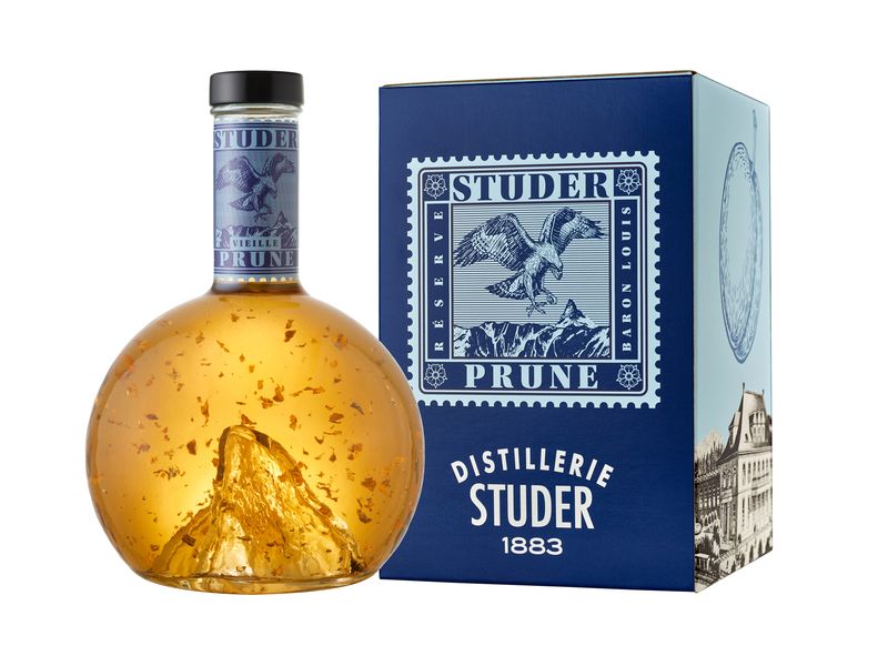 Distillerie Studer Swiss Premium Gold Selection, Vieille Pr Matterhorn mit 24 Karat Goldflitter
