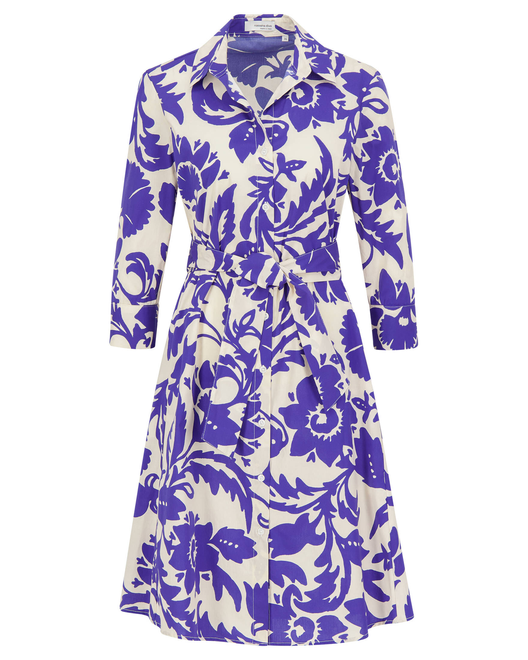 Rossana Diva| Damen Hemdblusenkleid 3/4-Arm