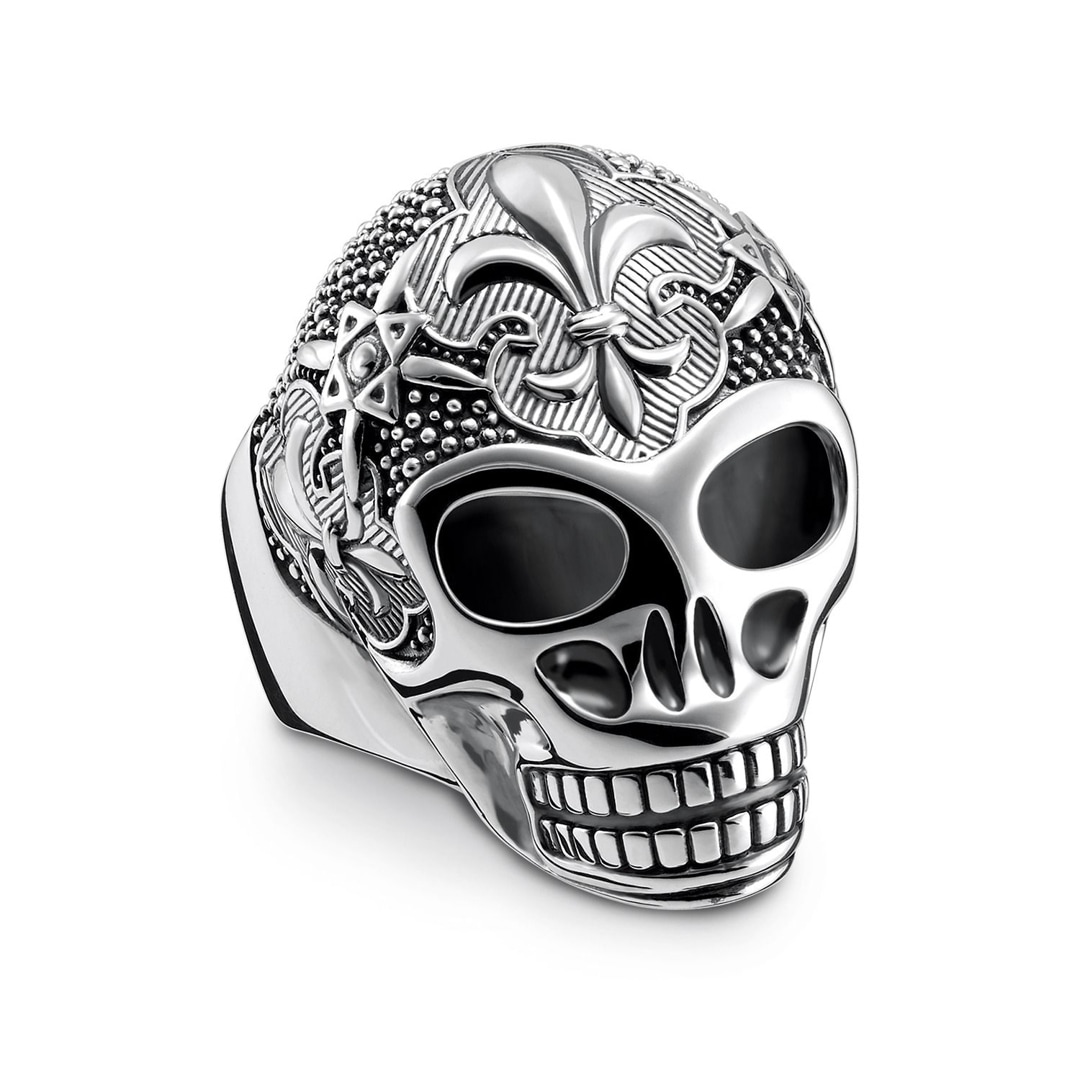 Thomas Sabo Sterling Silver Rebel at Heart Ring Lilien Totenkopf