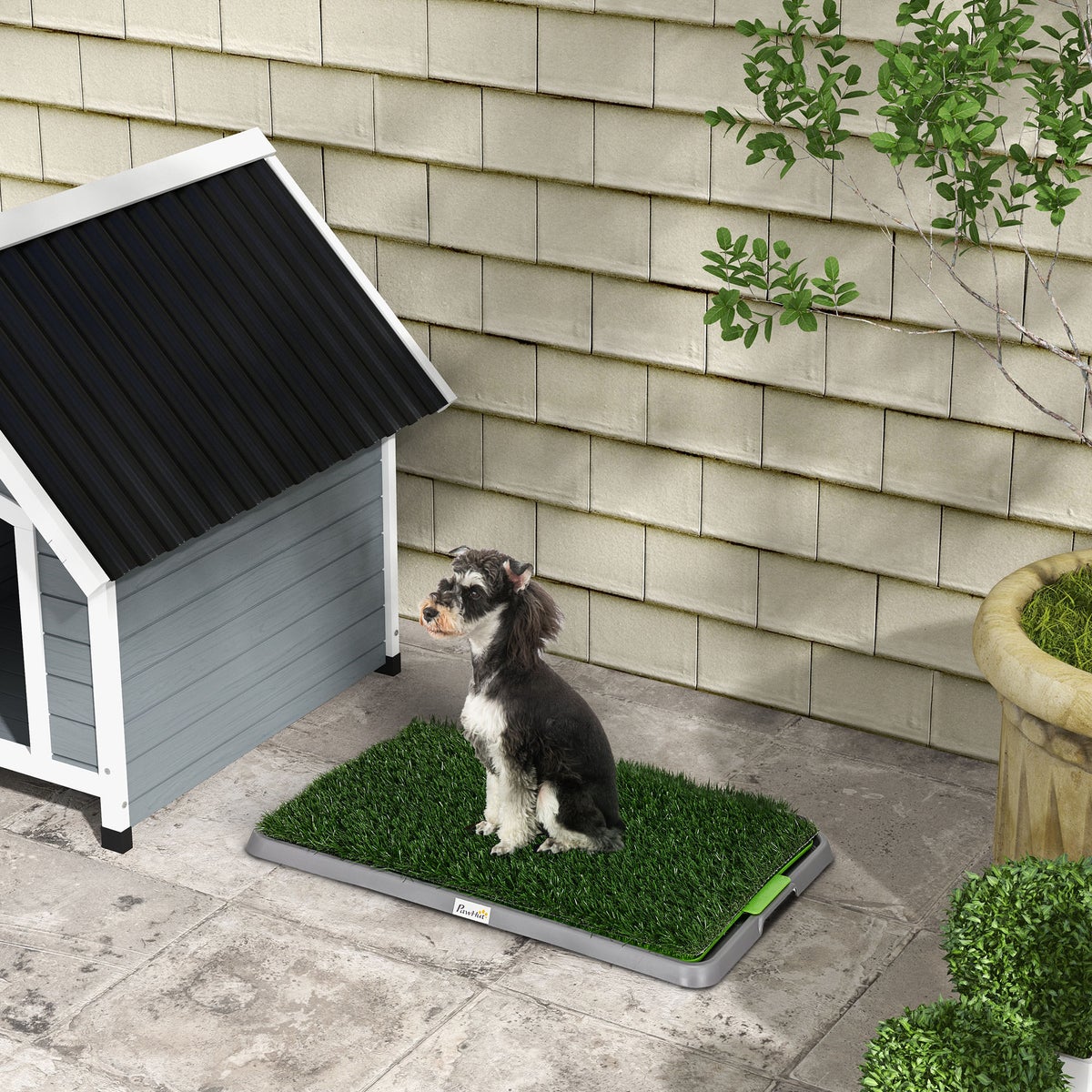 PawHut Hondentoilet, 67L x 41B x 3,5H cm, Kunststof, PE, Groen