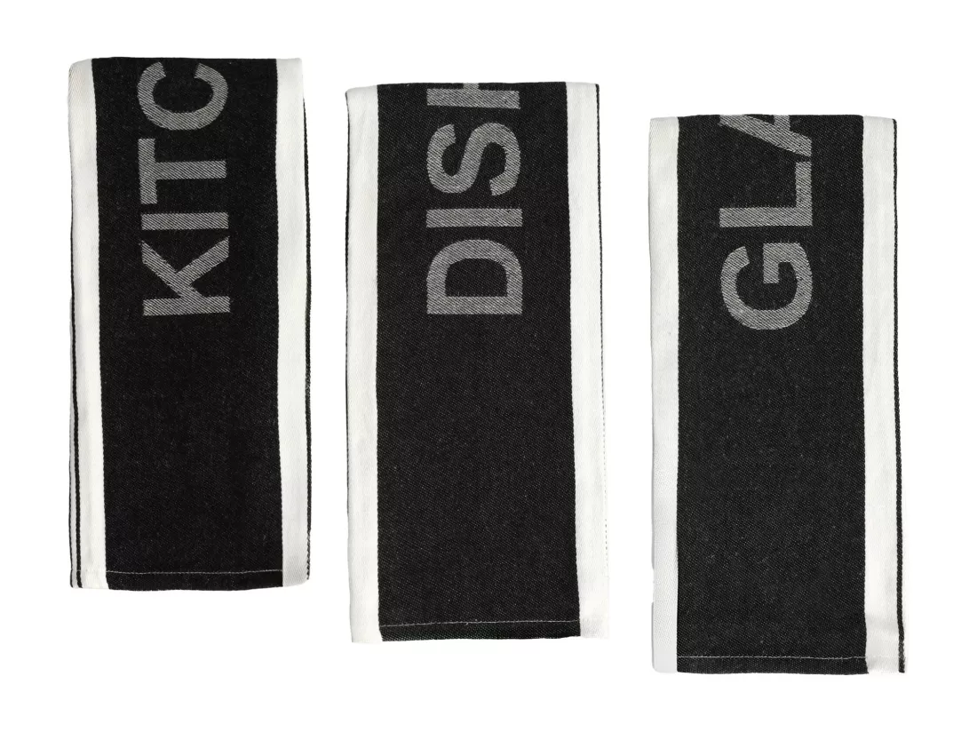 Ensemble De Torchons Essential Noir Moyen 45 x 70