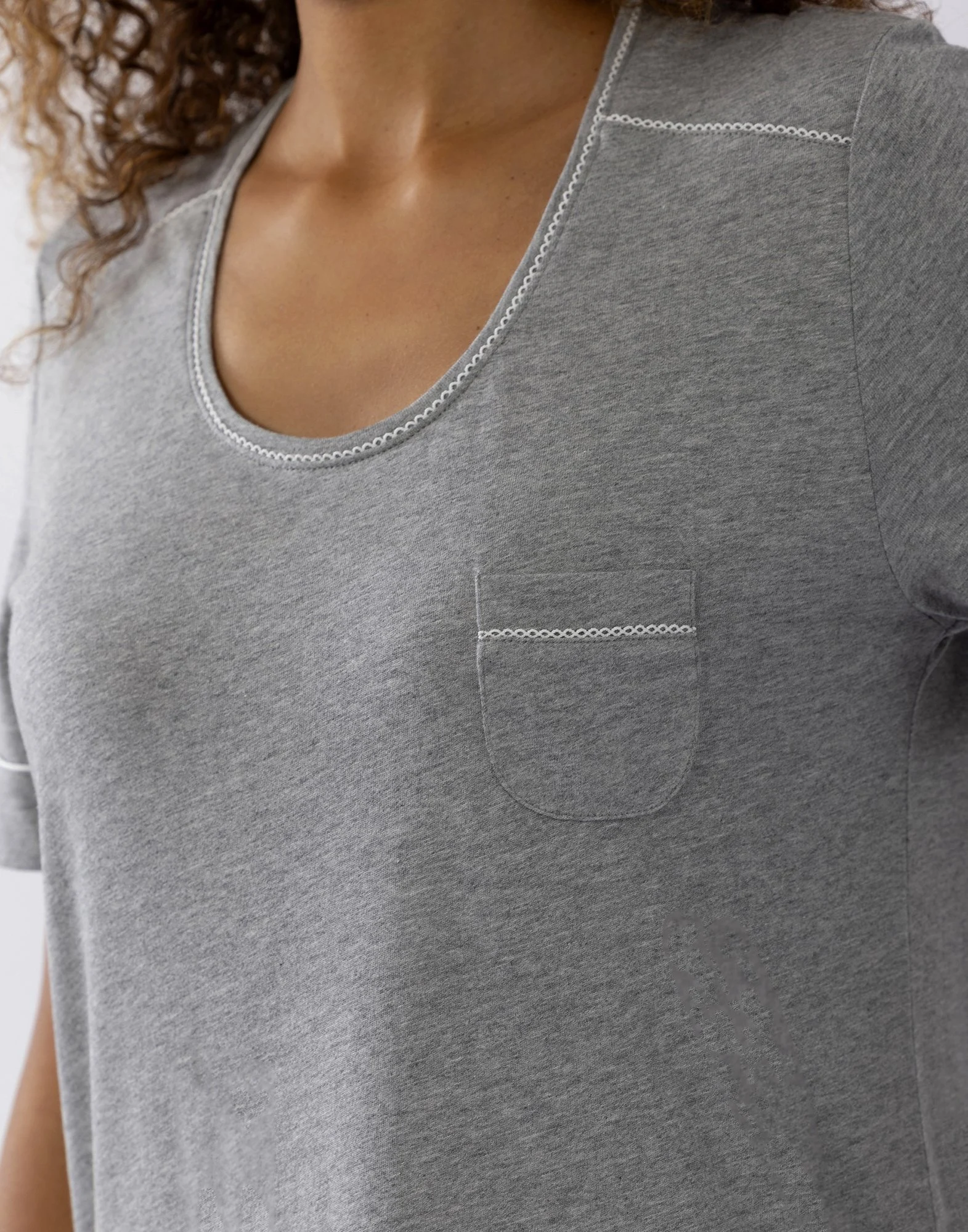 INTEMP A11 - Chemise de nuit manches courtes en coton modal | Gris