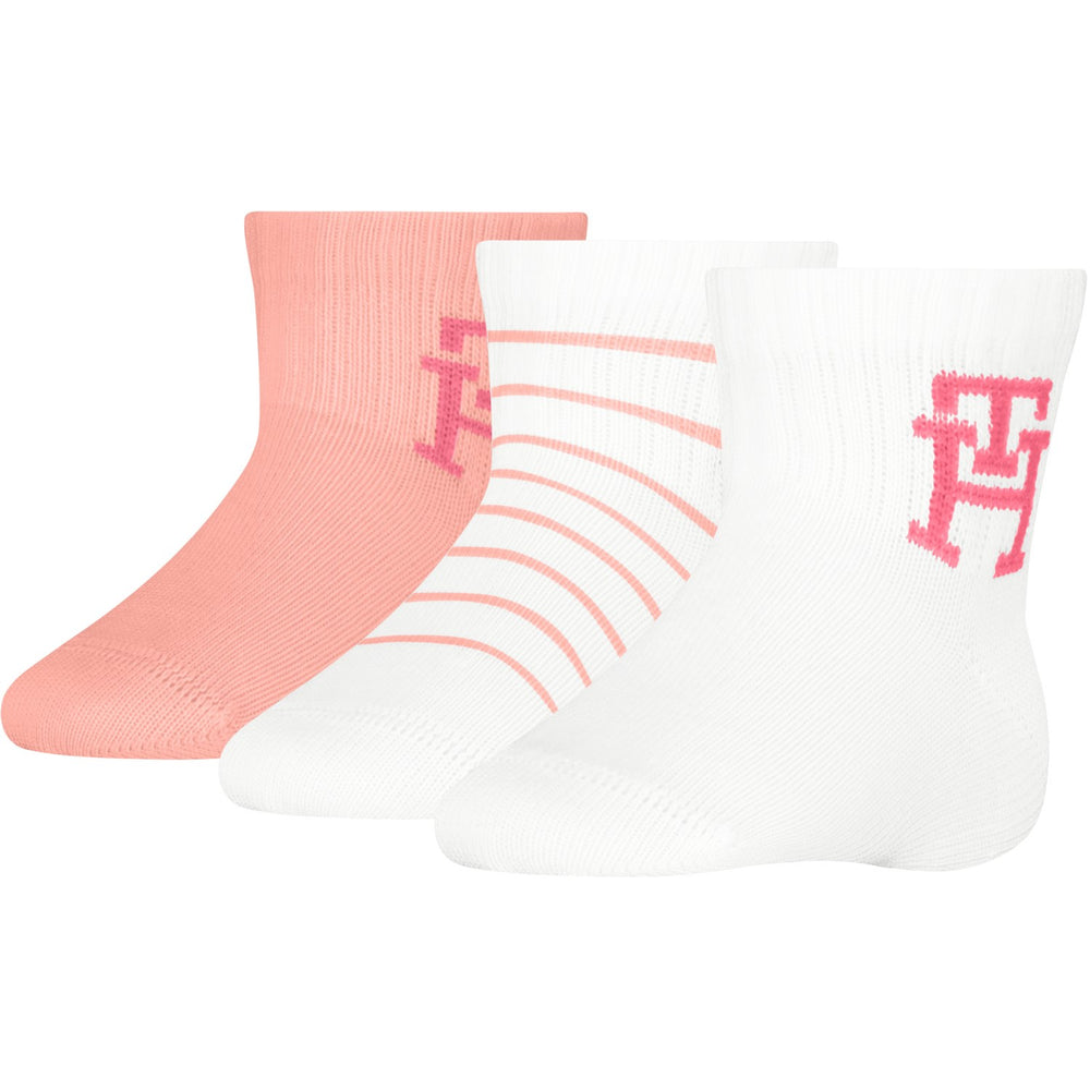 Køb Tommy Hilfiger Pink Baby Strømper 3-pak Gaveæske Monogram