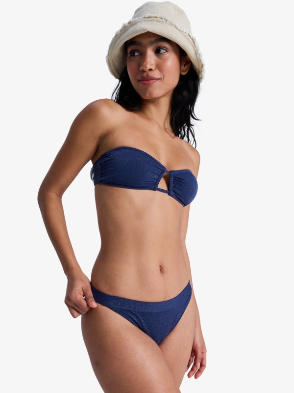 Roxy Shine Moderate Bas de bikini classique Bleu Femme