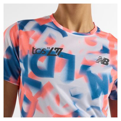Maillot manches courtes New Balance London Edition Printed Athletics Blanc/Rouge/Bleu Femme